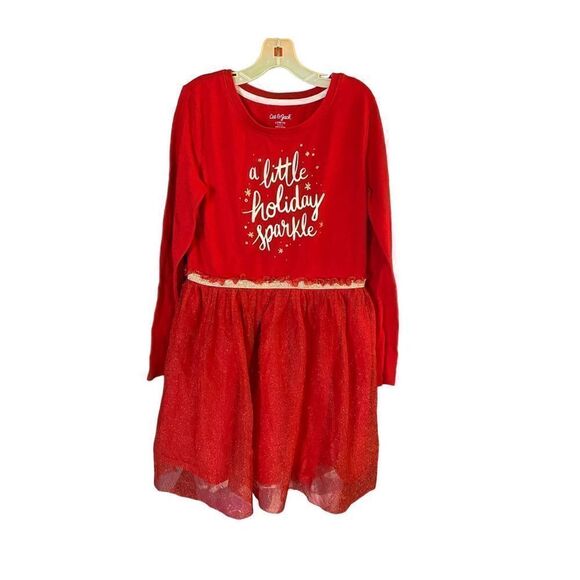 Cat & jack girls, Christmas/holiday tuelle red dress size 10/12  - Picture 1 of 4